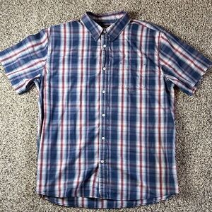 Gibson Men's Casual Blue and Red Checkered Shirt